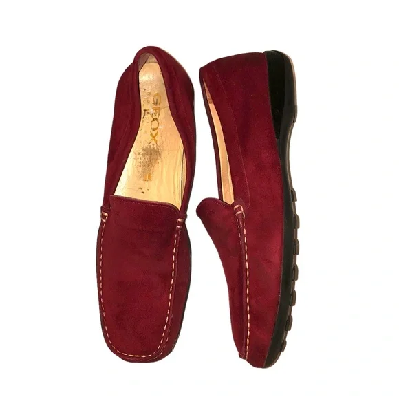 Beautiful Geox red suede loafers, excellent preowned condition